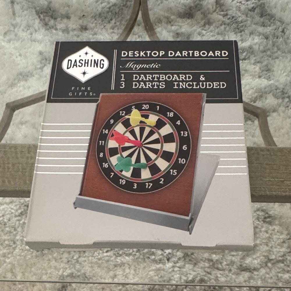 Dashing Desktop Magnetic Dartboard - Brown with Multicolor Darts